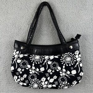 Thifty-One Purse Womens Black White Floral Shoulder Handbag Y2K Boho Casual